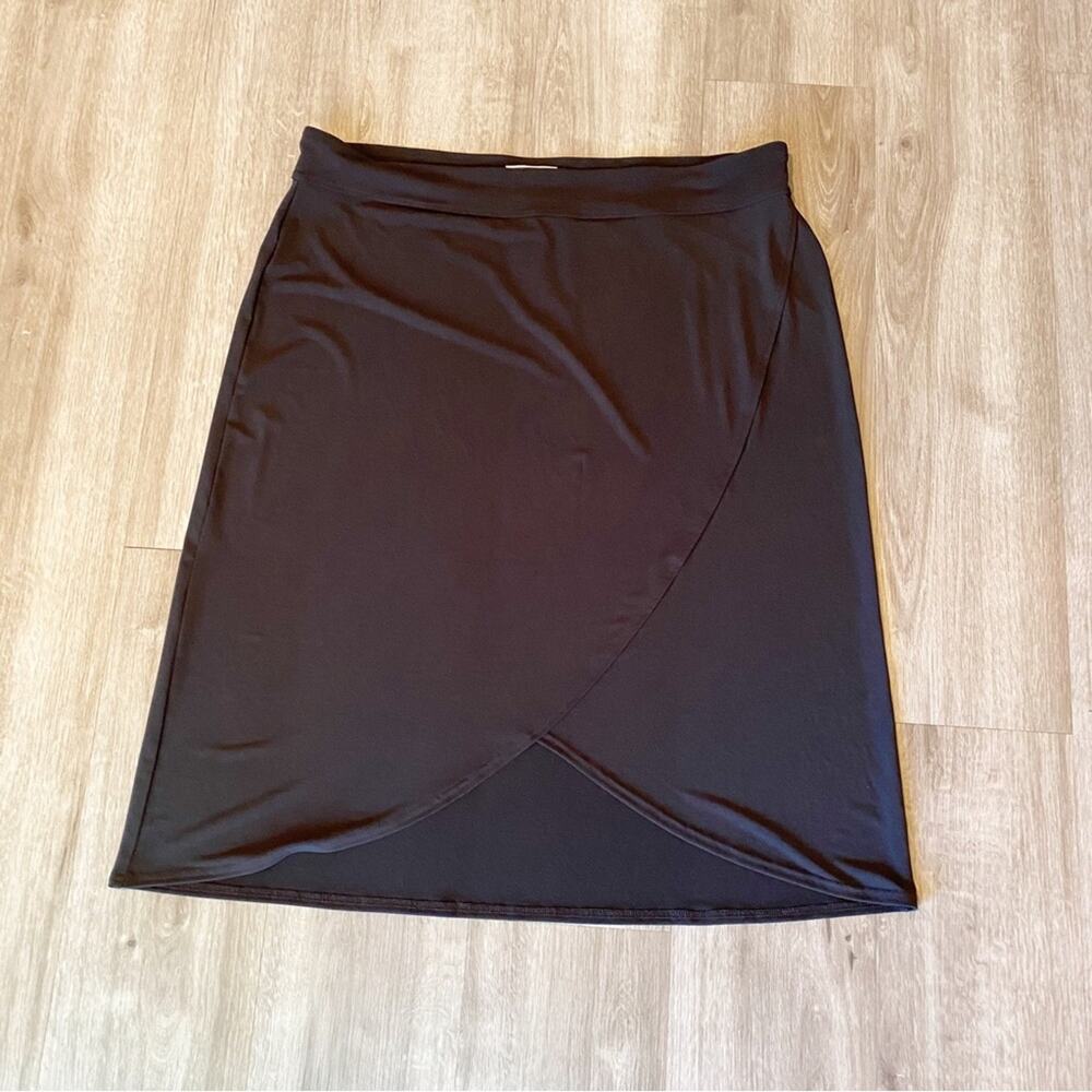 CJ Banks Faux Wrap Stretch Skirt Black XXL